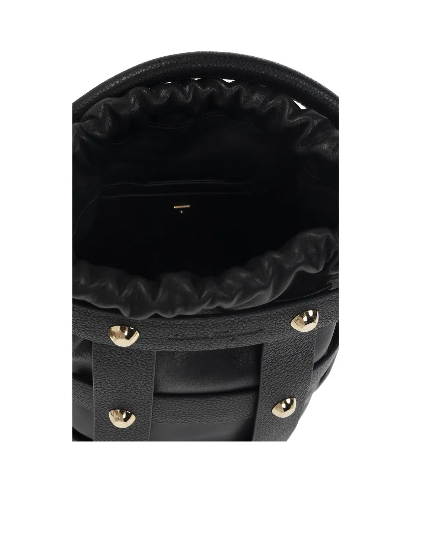 Embossed Logo One-Shoulder Bucket Bag