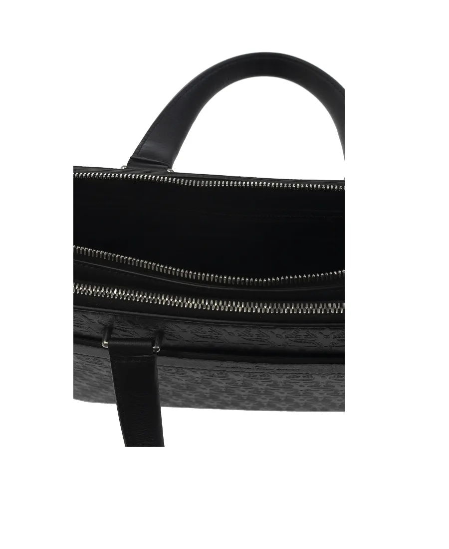 Black Logo Leather Briefcase