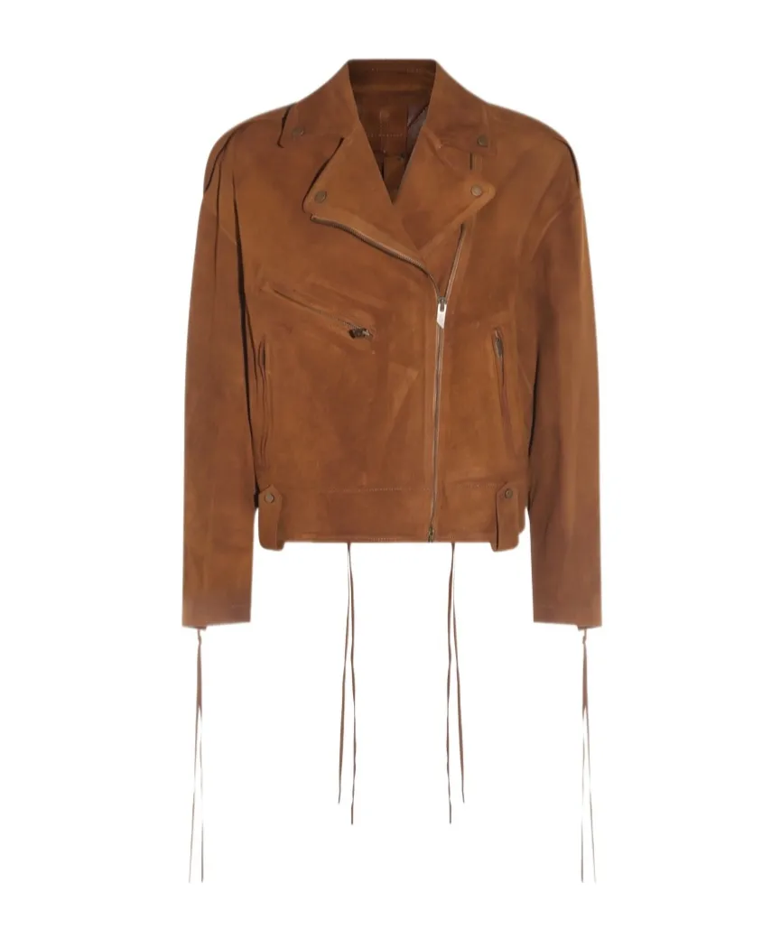 Zip Detailed Leather Jacket