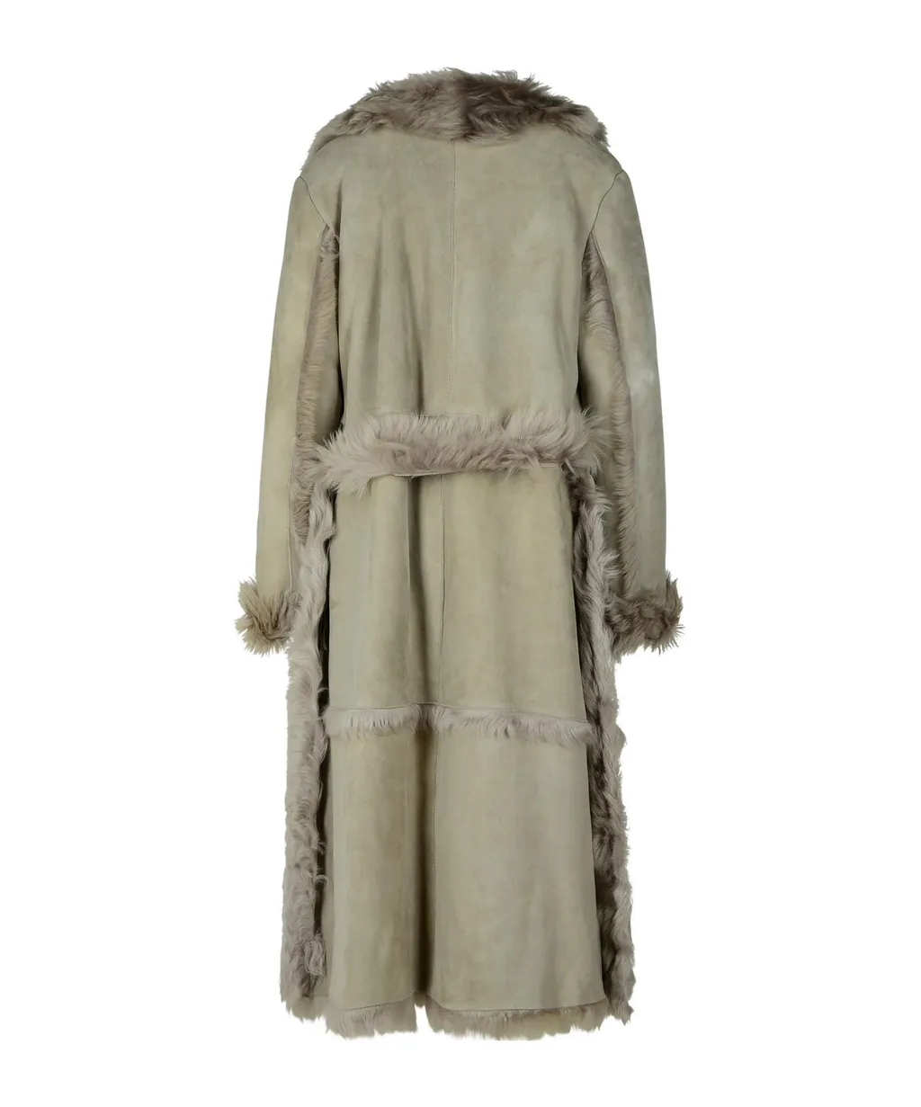 Fur Trim Leather Coat