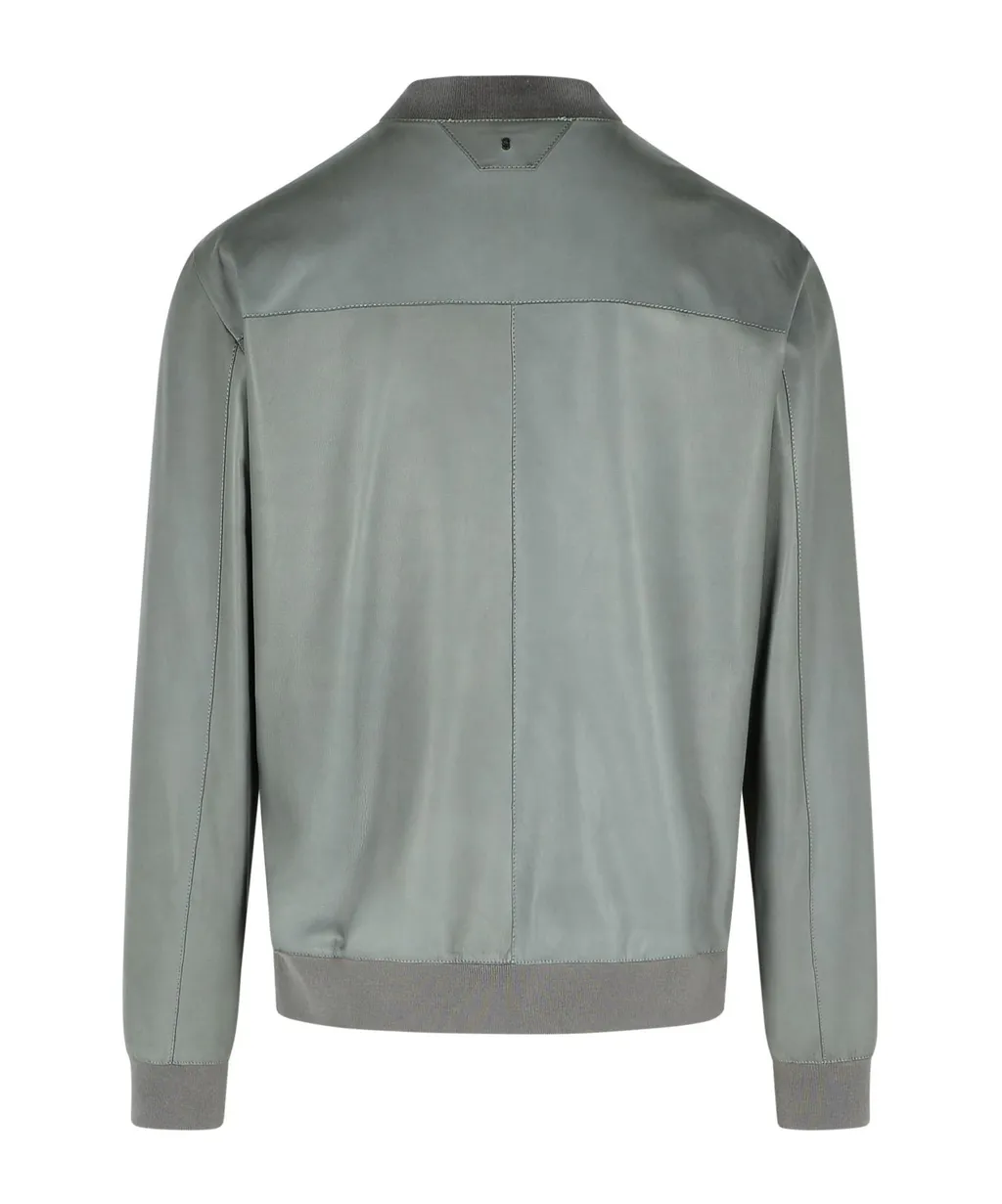 Zip-Up Leather Bomber Jacket