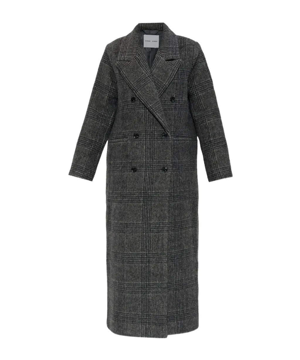Plaid Double-Breasted Coat