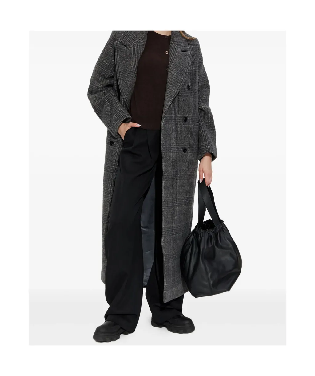 Plaid Double-Breasted Coat
