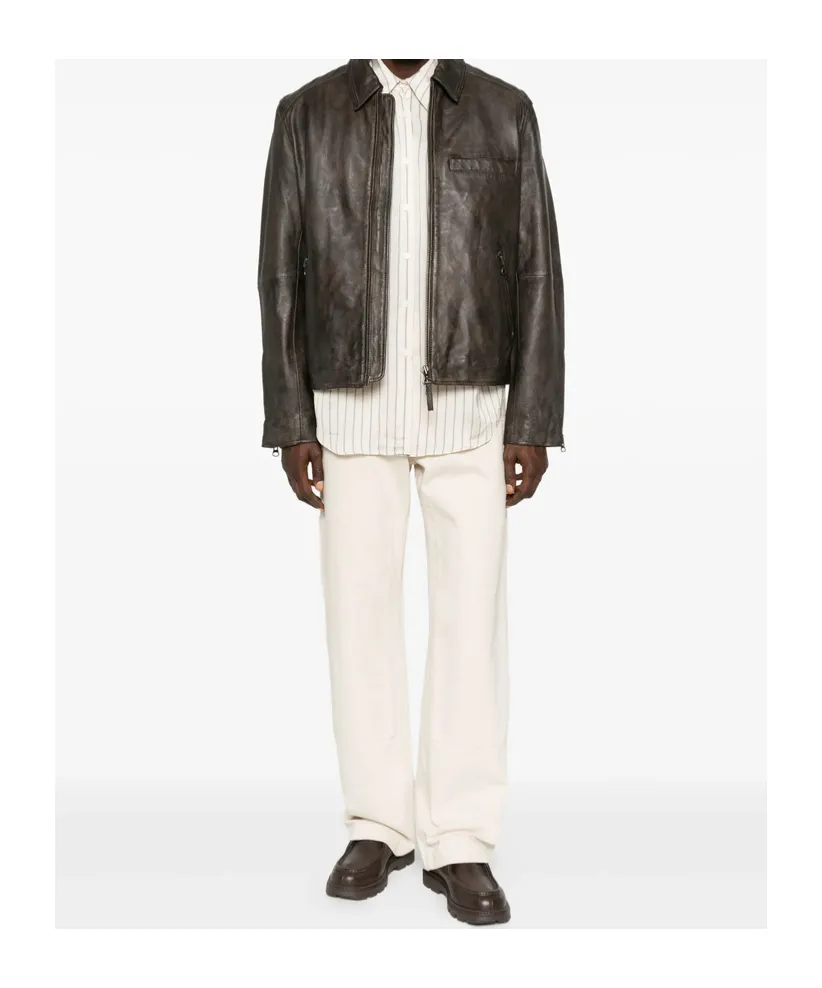 Zippered Leather Jacket