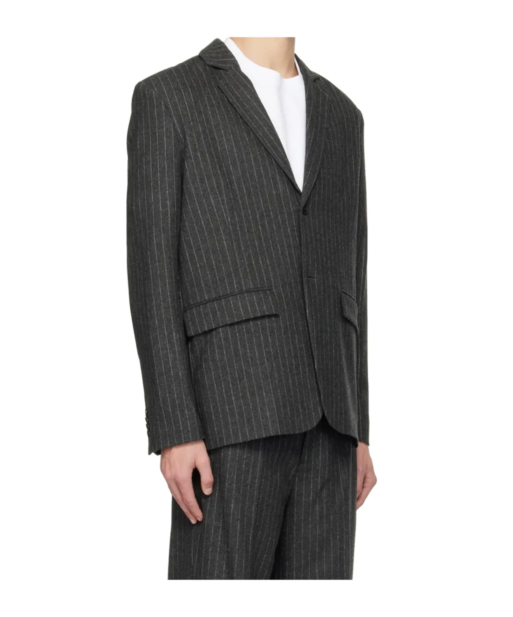Single-Breasted Pinstripe-Pattern Blazer