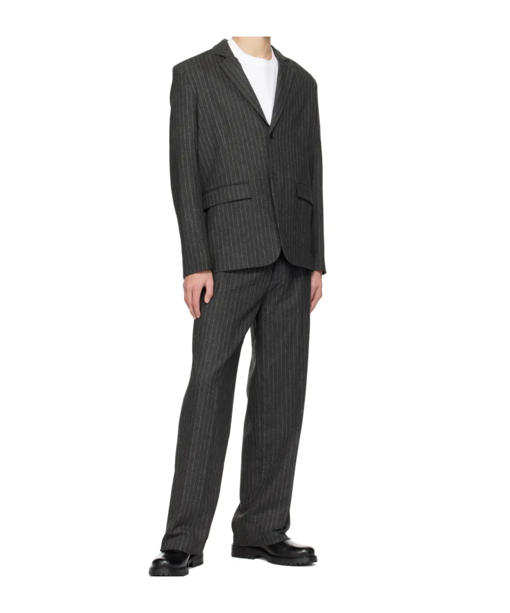 Single-Breasted Pinstripe-Pattern Blazer