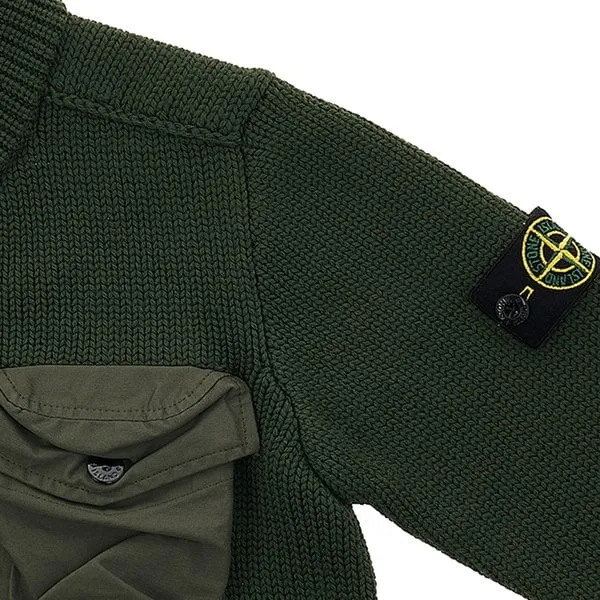 Compass-Patch Cargo-Pocket Cardigan