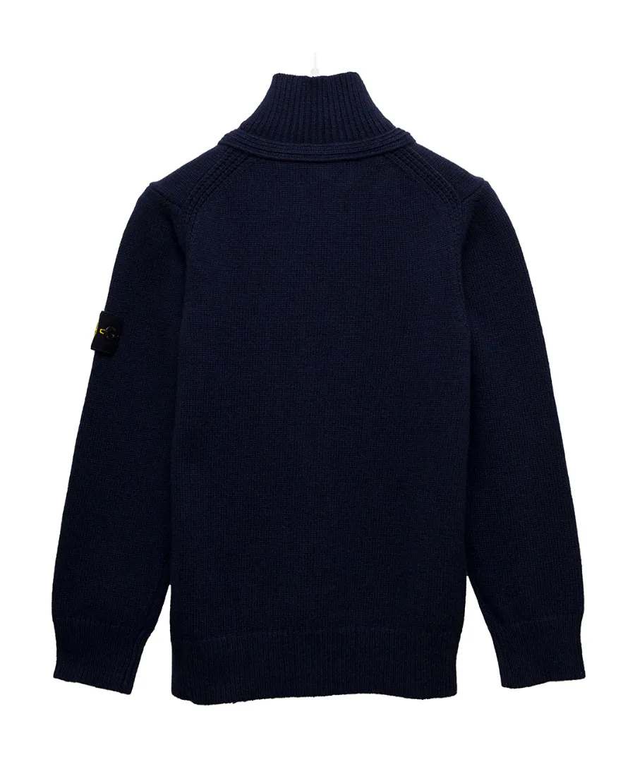 Compass-Patch Buttoned Knitted Cardigan