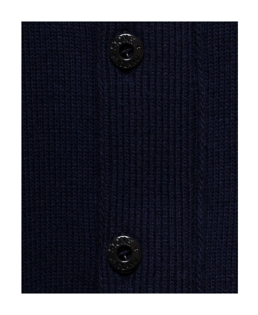 Compass-Patch Buttoned Knitted Cardigan