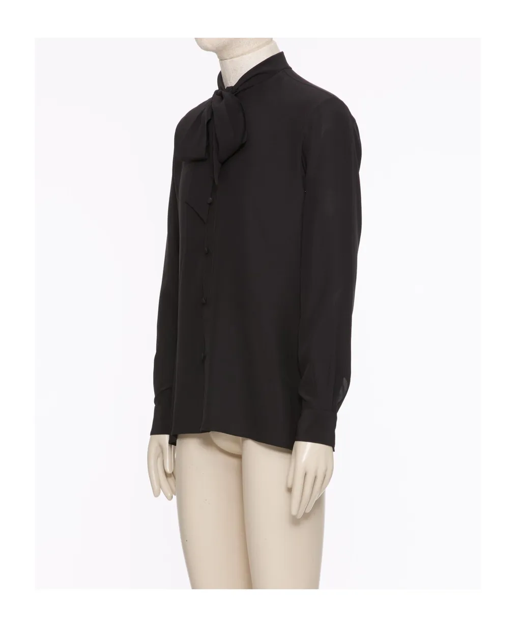 Scarf Collar Button-Up Shirt