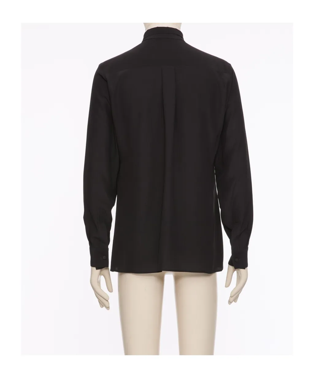 Scarf Collar Button-Up Shirt