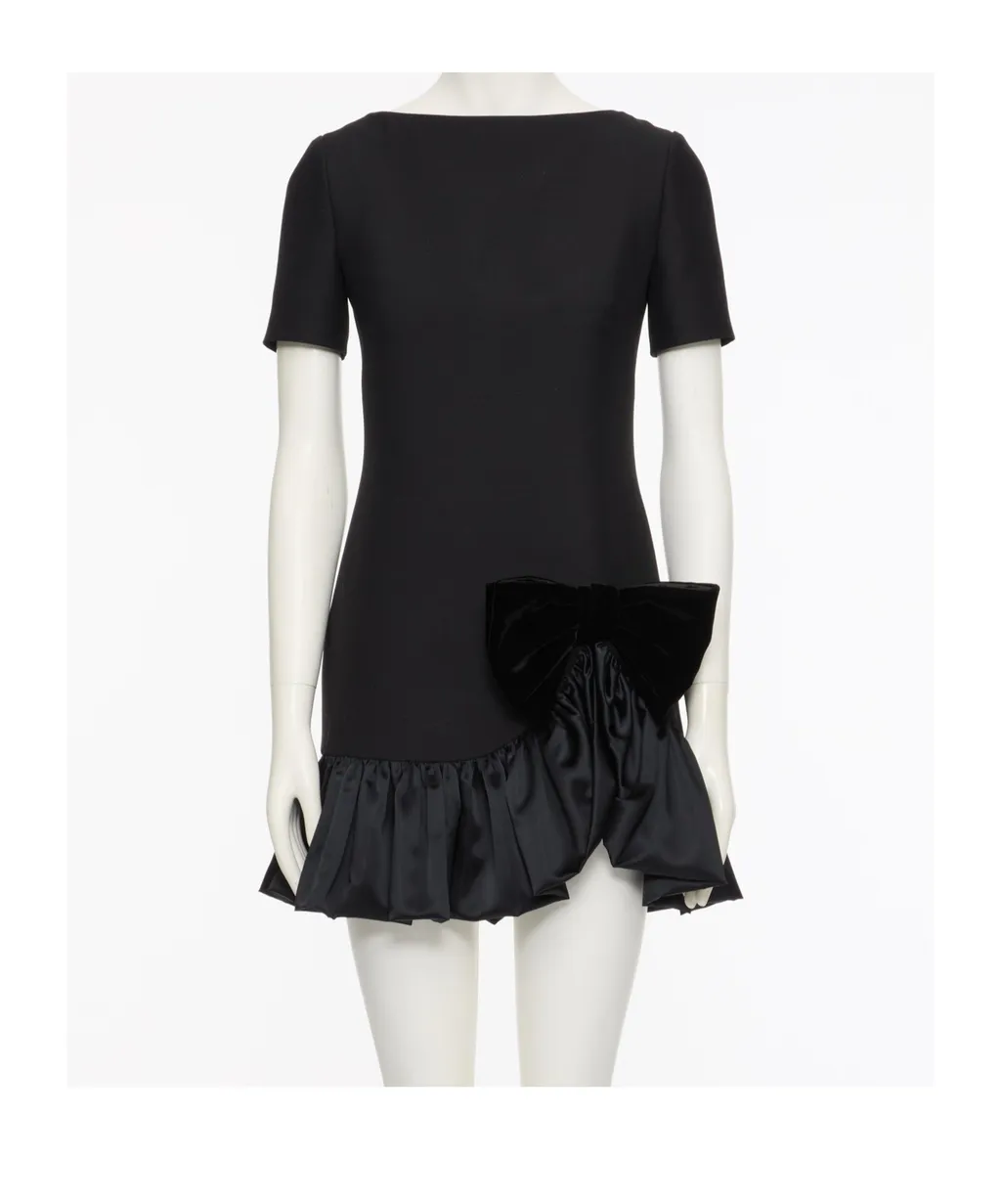 Bow Detailed Short-Sleeved Dress