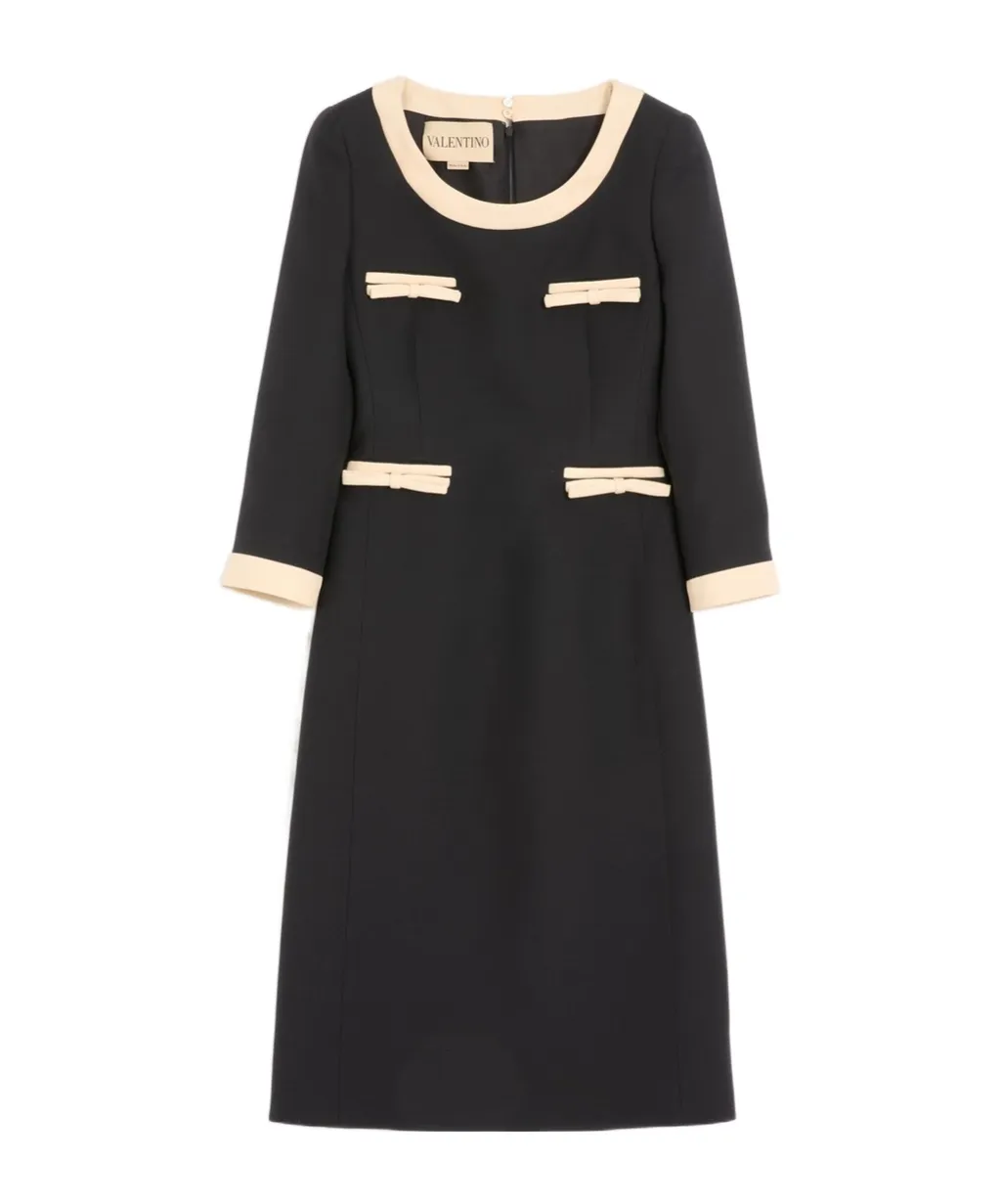 Bow Detailed Three-Quarter-Sleeved Dress