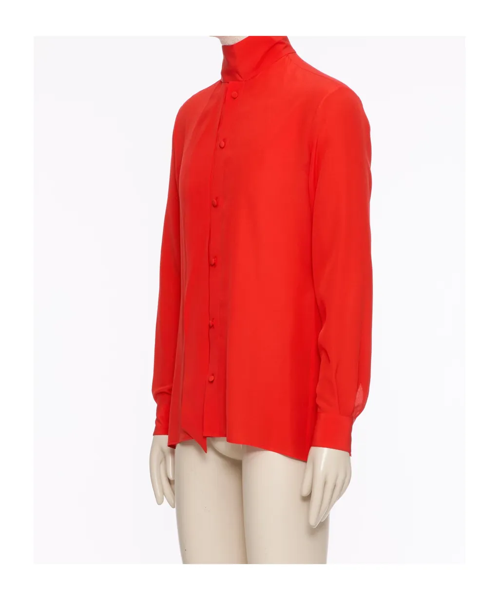 Scarf Collar Button-Up Shirt