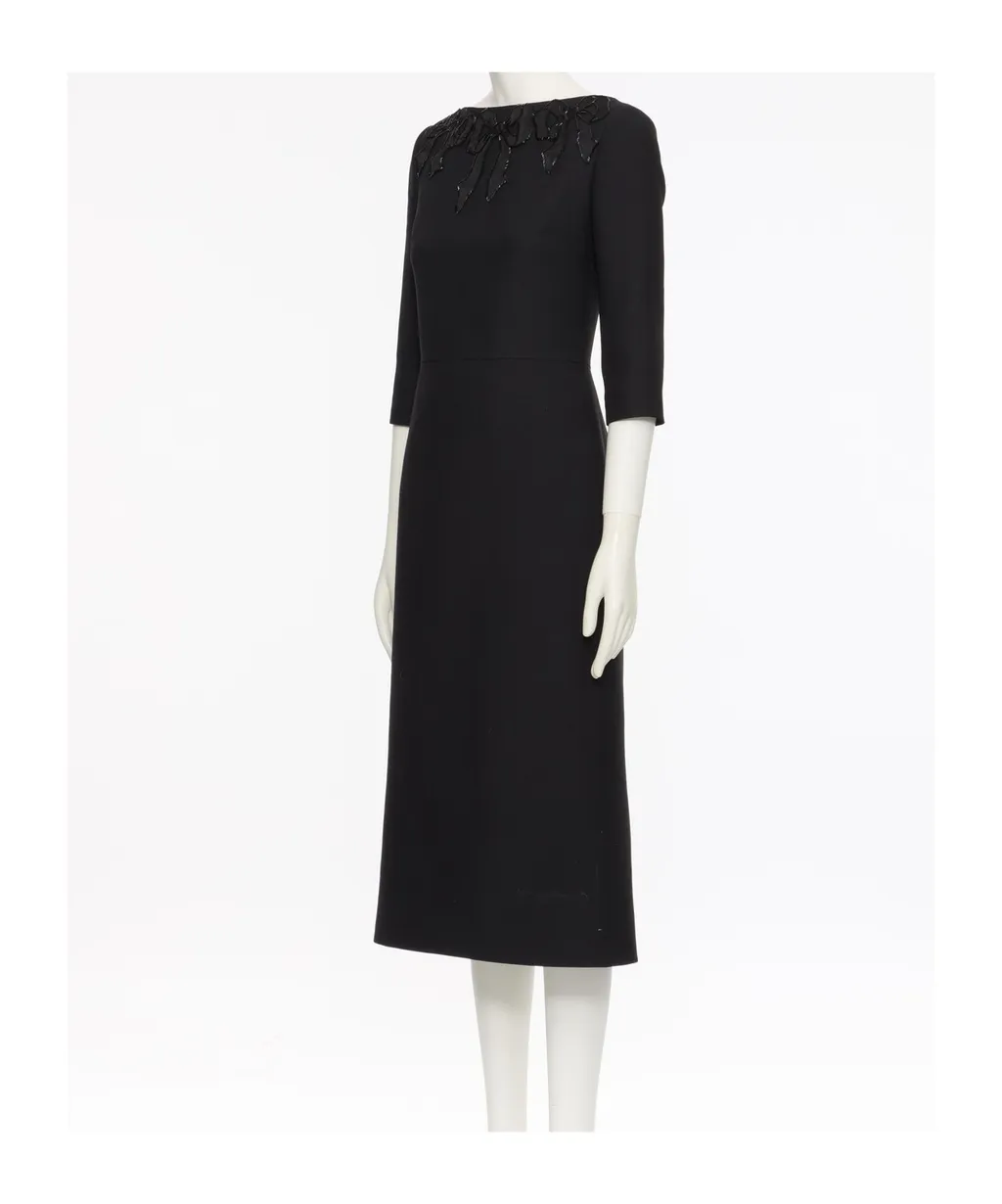 Bow Detailed Boat Neck Dress
