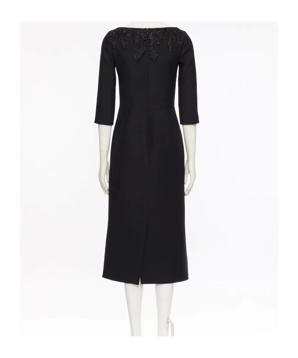 Bow Detailed Boat Neck Dress