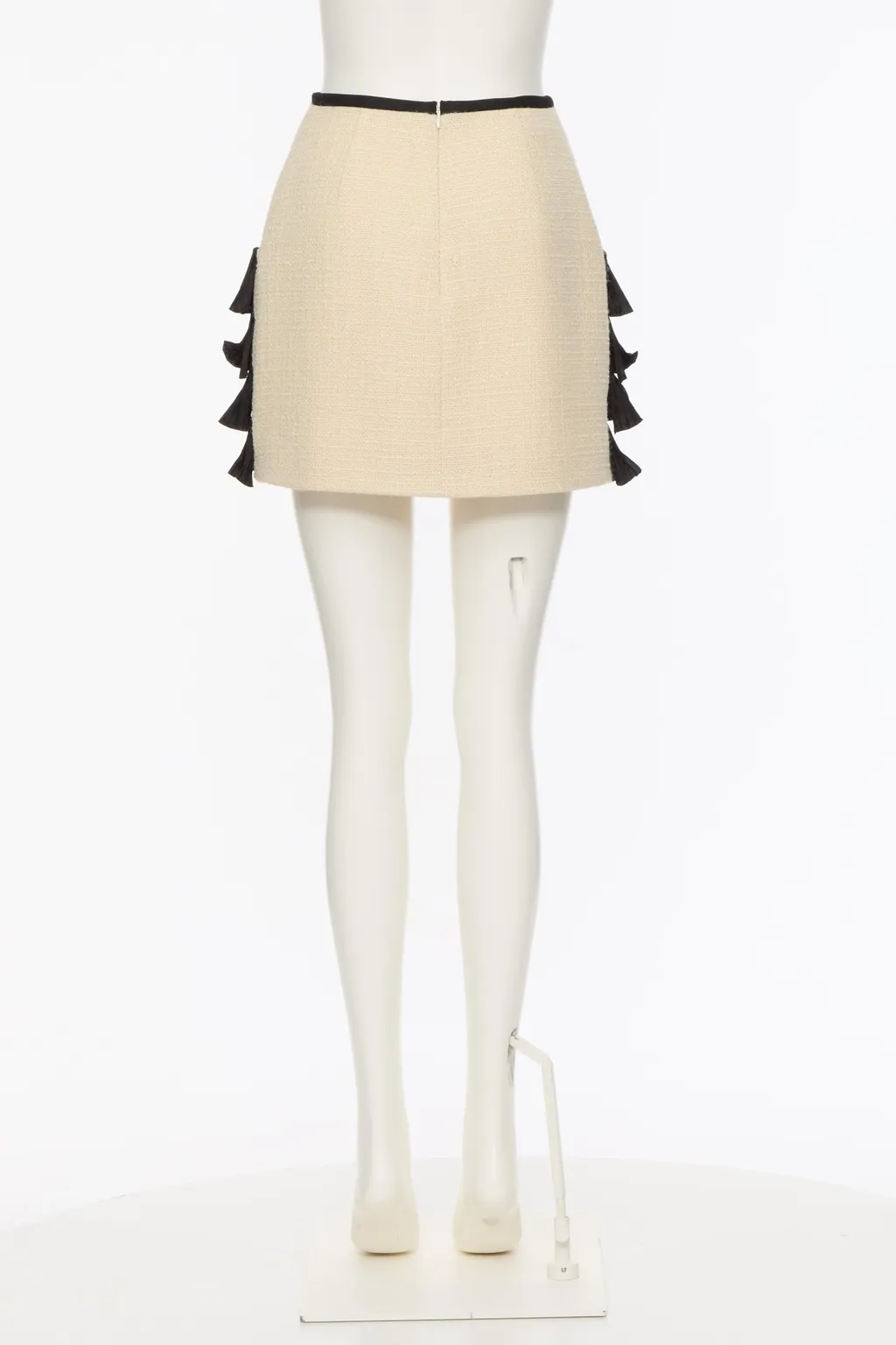 Pleated Ruffle Tweed Skirt
