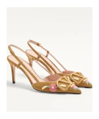 Vlogo Signature Floral Embroidered Pointed Toe Pumps