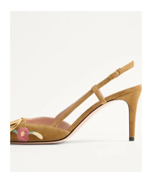 Vlogo Signature Floral Embroidered Pointed Toe Pumps