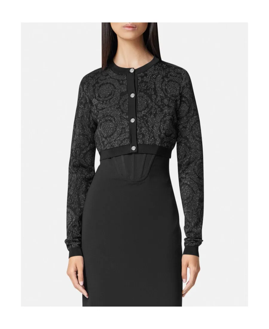 Barocco Button-Up Cropped Cardigan