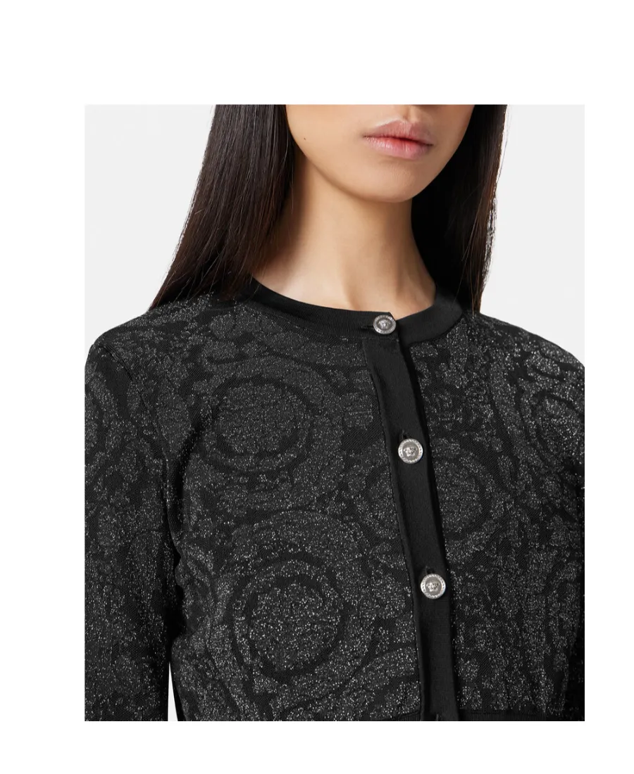 Barocco Button-Up Cropped Cardigan