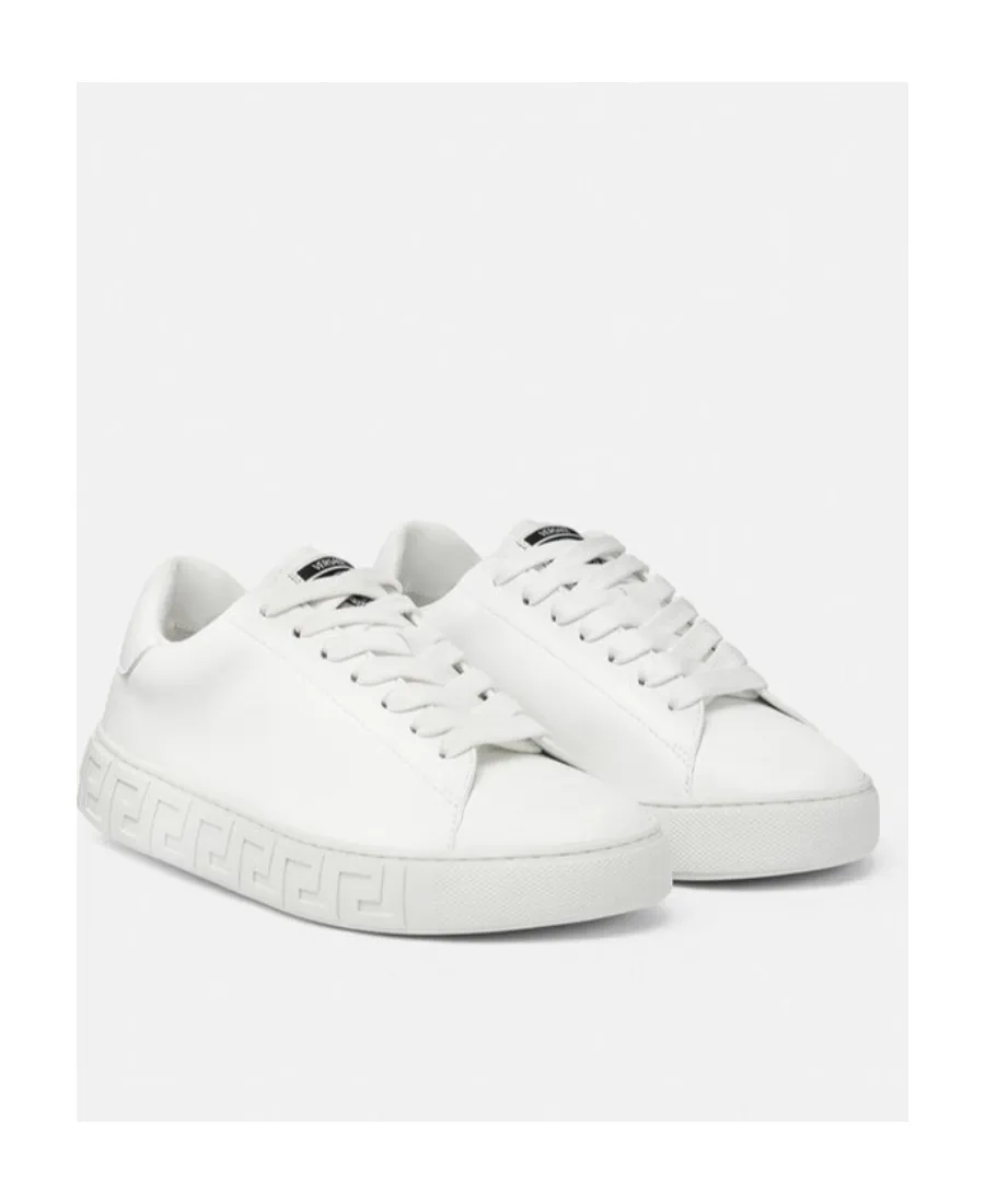 Greca-Embossed Lace-Up Sneakers