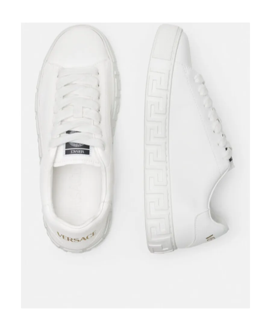 Greca-Embossed Lace-Up Sneakers
