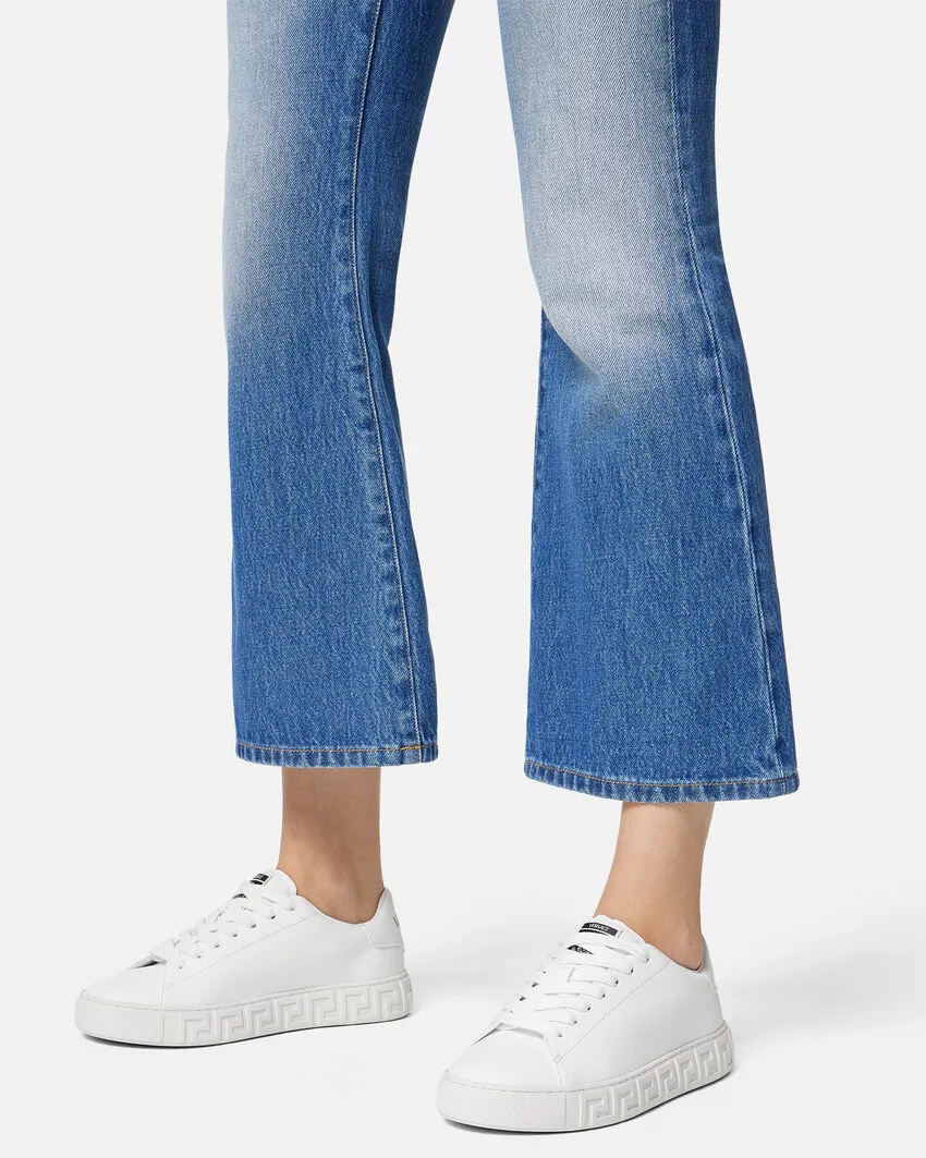 Greca-Embossed Lace-Up Sneakers