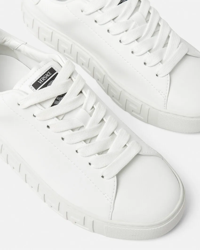 Greca-Embossed Lace-Up Sneakers