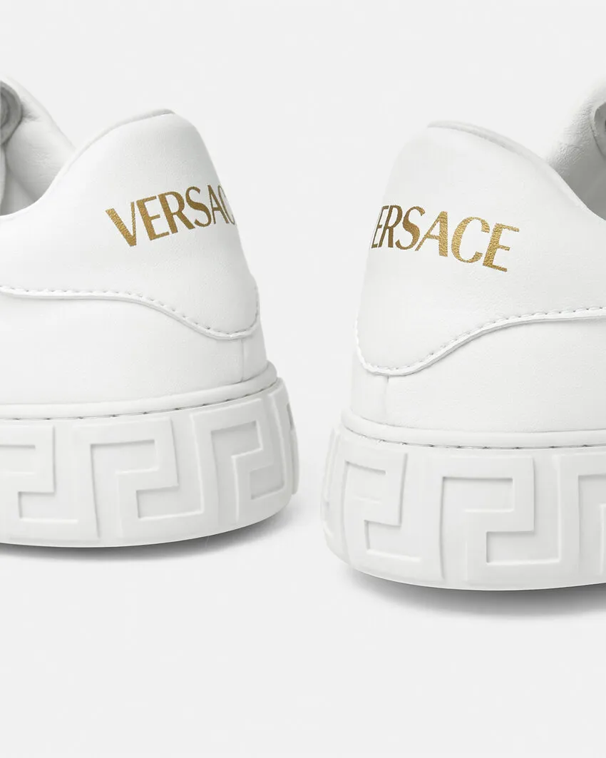 Greca-Embossed Lace-Up Sneakers