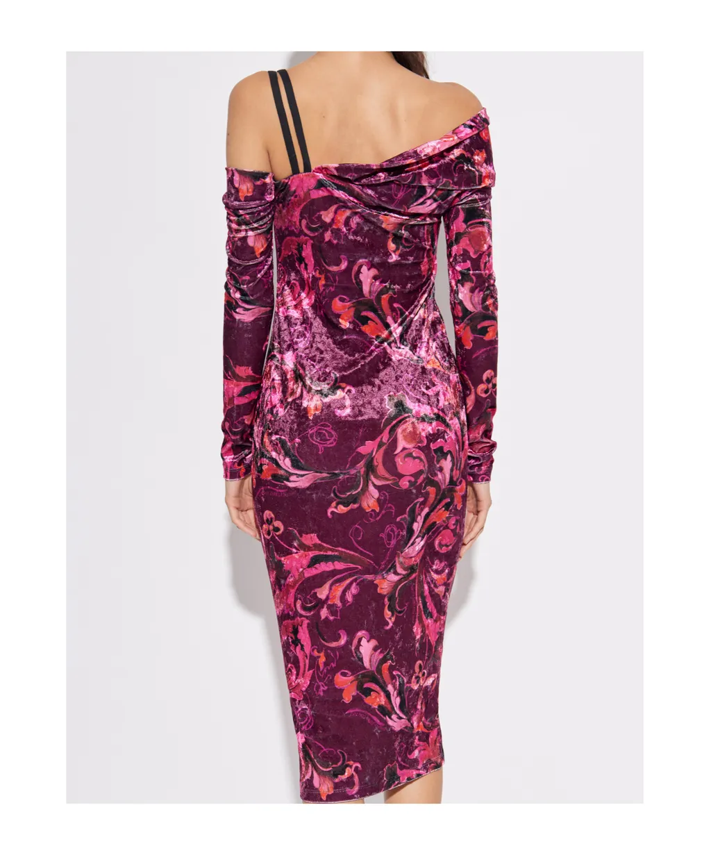Couture Patterned Buckled Midi Dress