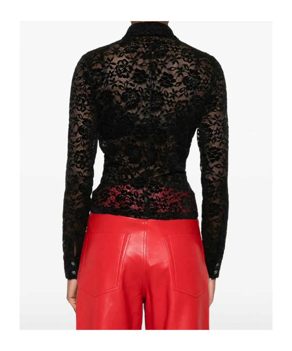Lace-Detailed Long-Sleeved Shirt