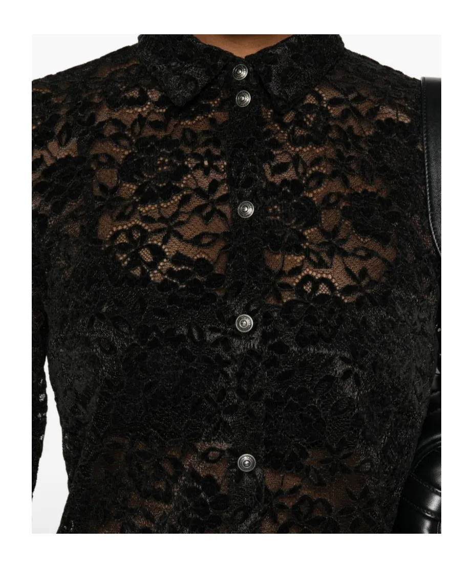Lace-Detailed Long-Sleeved Shirt