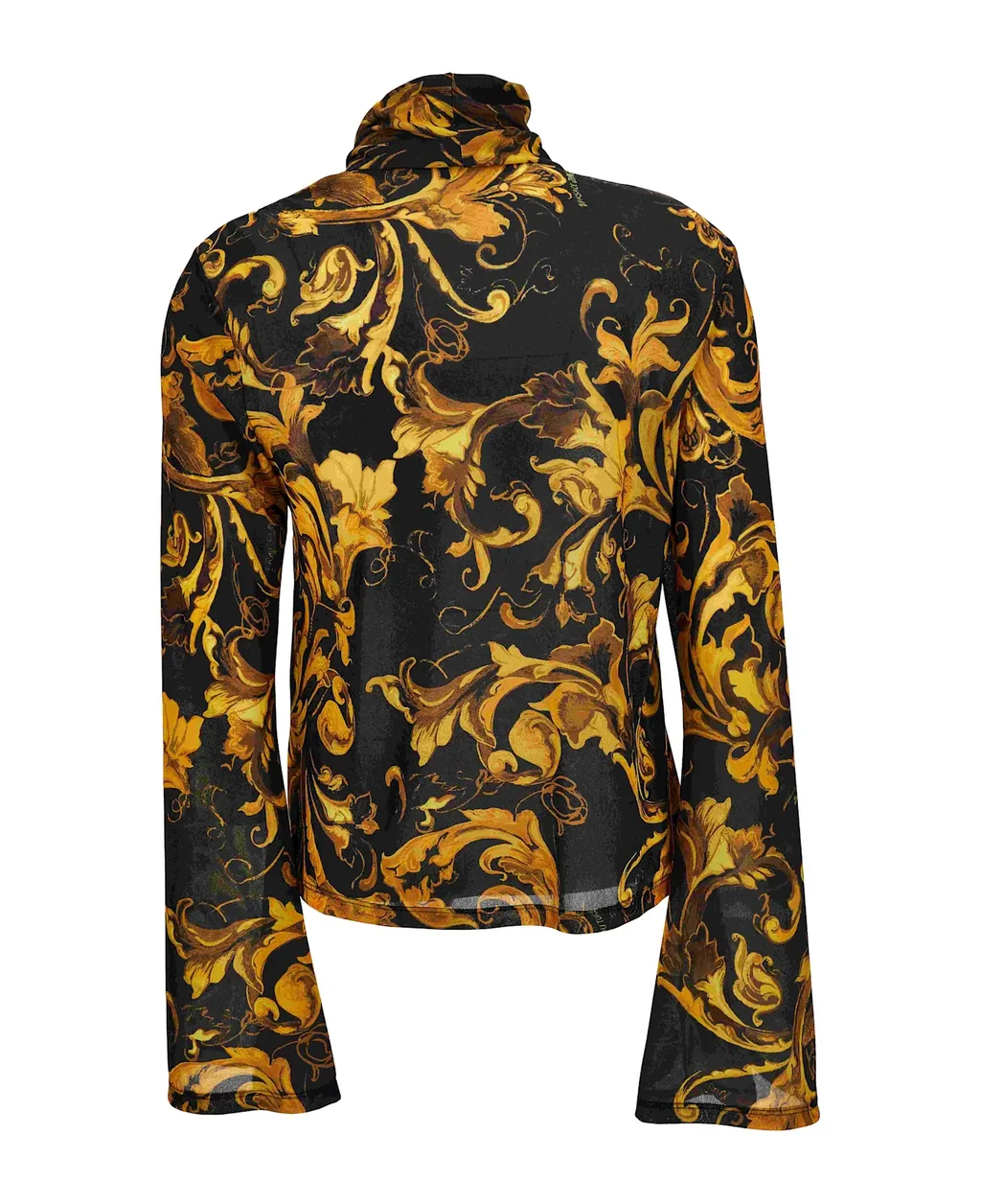 Baroque-Print Tie-Neck Top