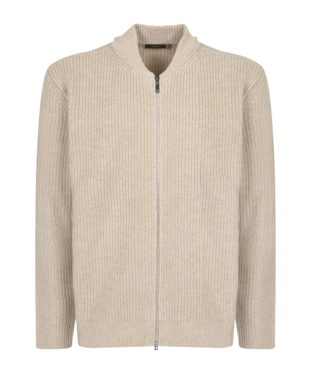 Ribbed Zip Knit Cardigan