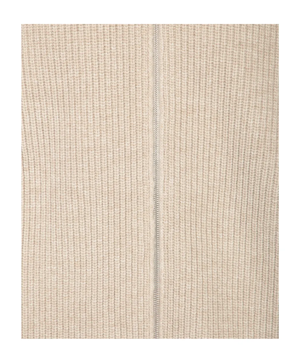 Ribbed Zip Knit Cardigan