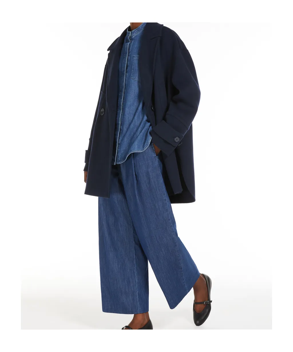 Pleat Detailed Wide Leg Jeans