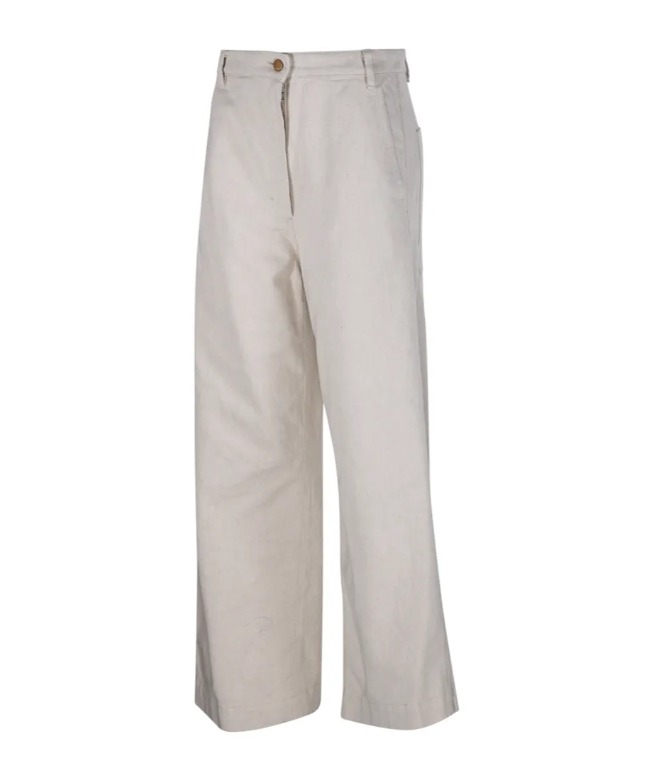Button Detailed Wide Leg Pants