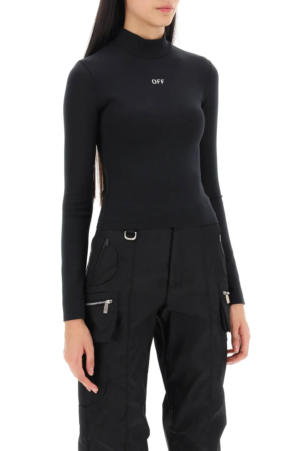 Logo Printed High Neck Top