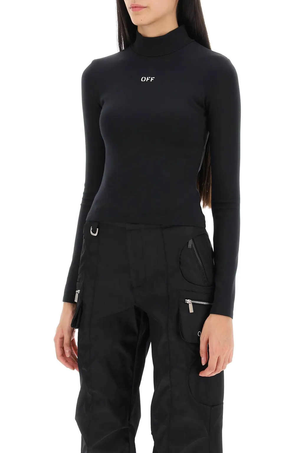 Logo Printed High Neck Top