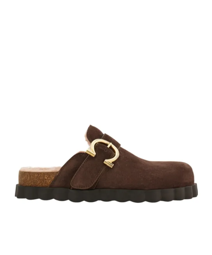 Gancini Clog With Rippled Sole Detail