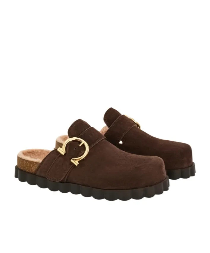 Gancini Clog With Rippled Sole Detail