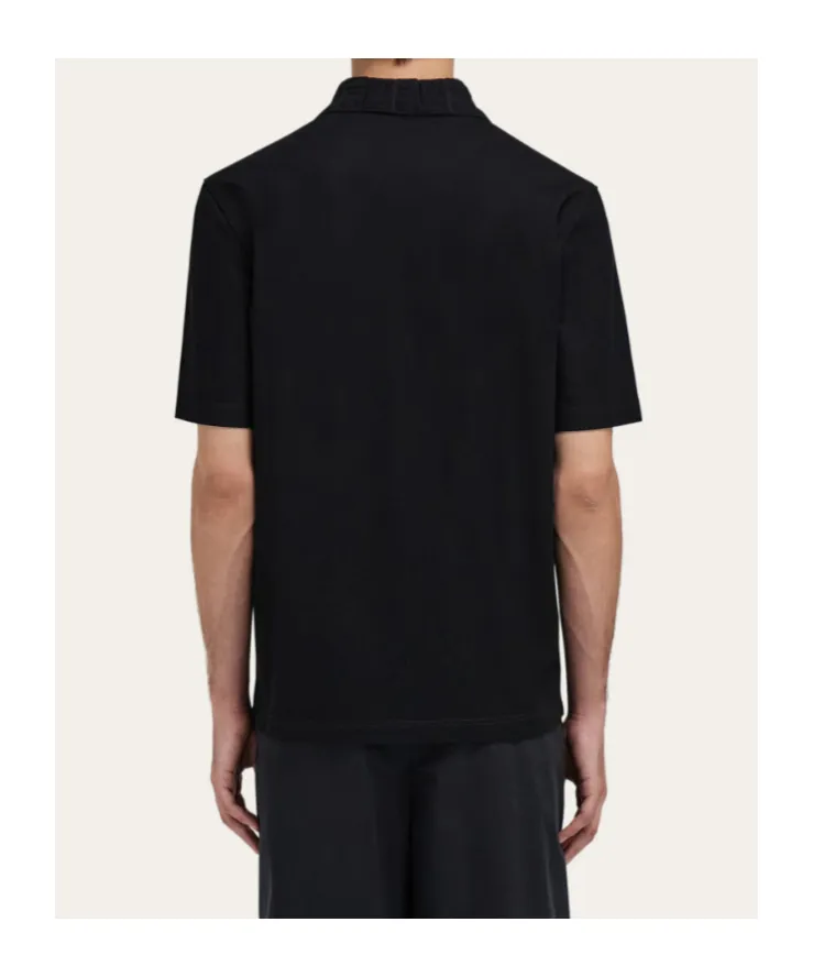 V-Neck Polo With Jacquard Pocket Detail