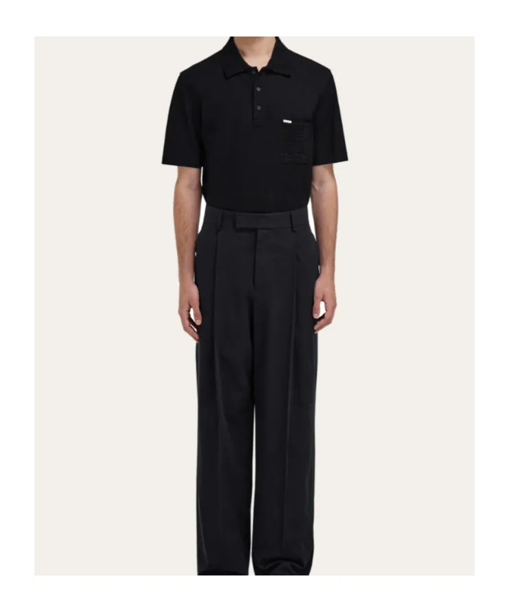 V-Neck Polo With Jacquard Pocket Detail