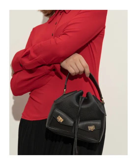 Hug Drawstring Mini Cube Bucket Bag