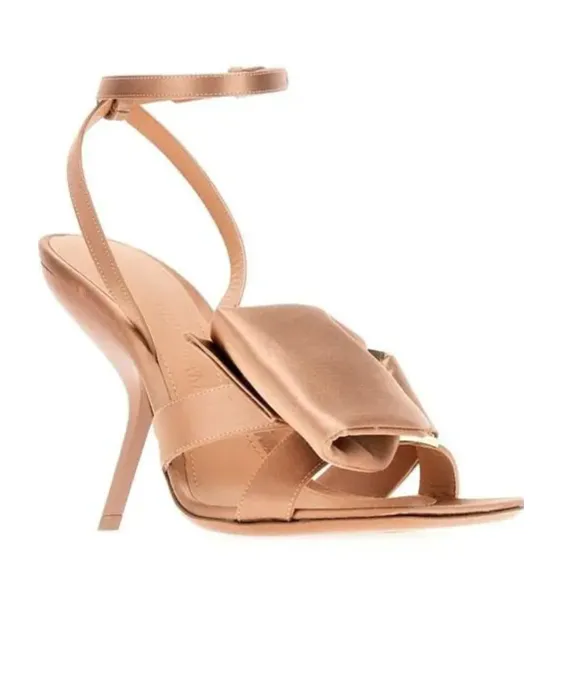 Bow-Detailed Ankle-Strap Heeled Sandals