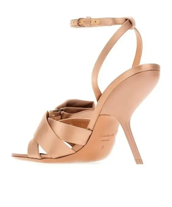 Bow-Detailed Ankle-Strap Heeled Sandals