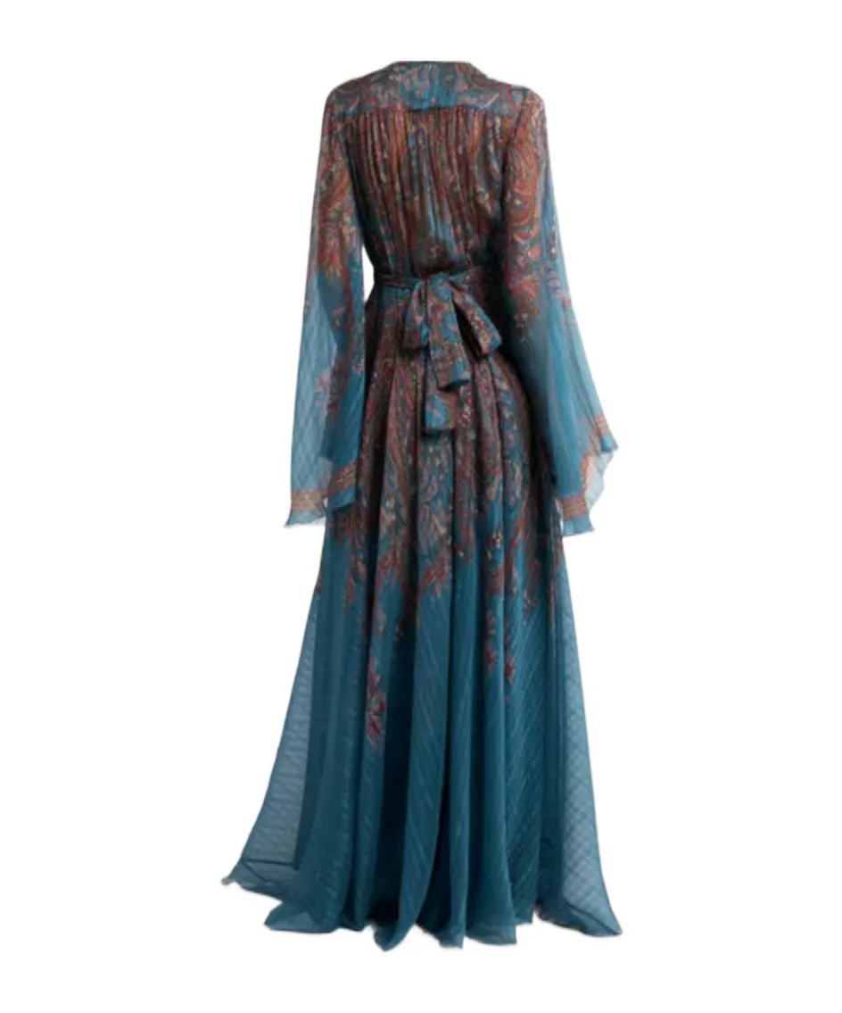 Floral Paisley Long Silk Dress