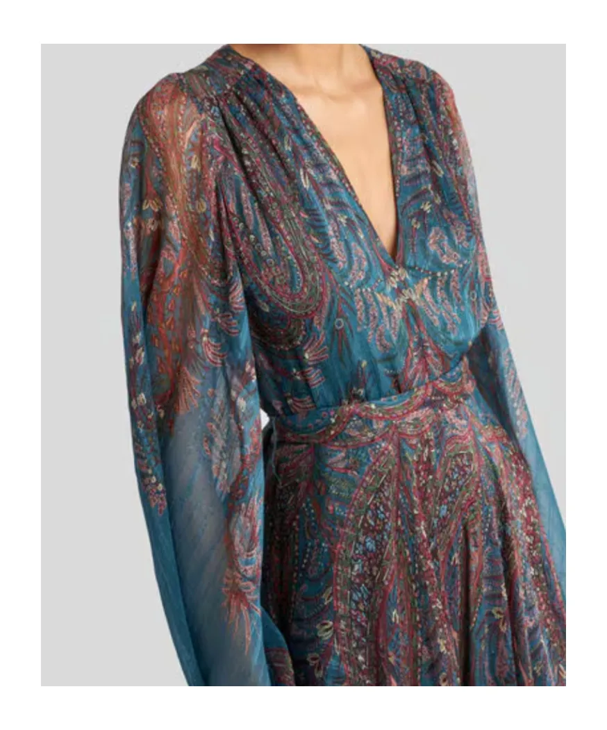 Floral Paisley Long Silk Dress