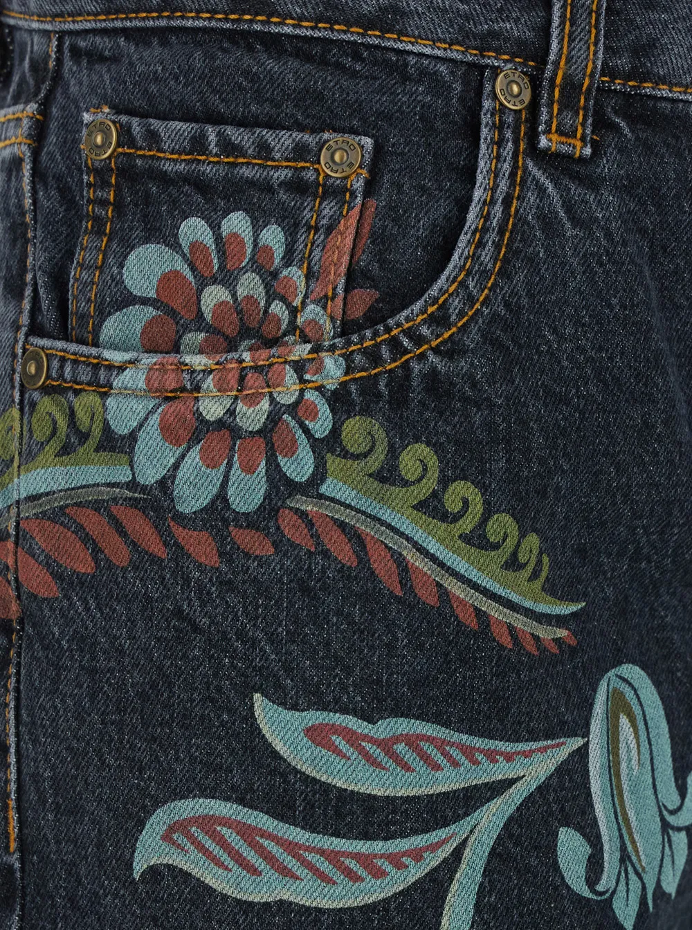 Flared Jeans With Daffodil Print